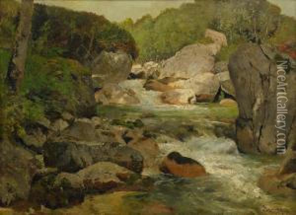 Mountain River Oil Painting - Arsenii Ivanovich Meshcherskii