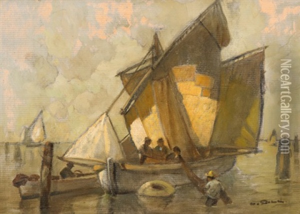 Boot Vor Malamocco Oil Painting - Ludwig Dill