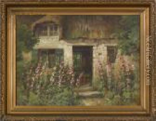 Cottage Scene Oil Painting - Hezekiah Anthony Dyer