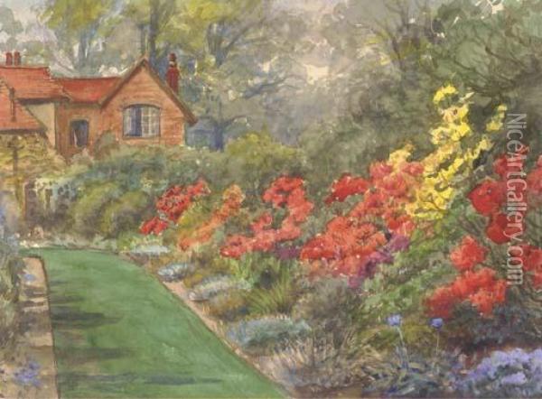 Tending The Garden Oil Painting - James W. Milliken