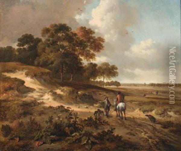 Sportsmen On A Path In The Dunes Oil Painting - Jan Wijnants