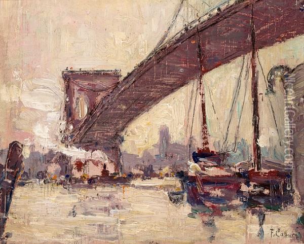 Under The Brooklyn Bridge Oil Painting - Frank Coburn