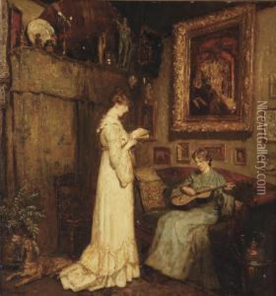 Het Duo; Two Women In An Interior Oil Painting - Martin Monnickendam