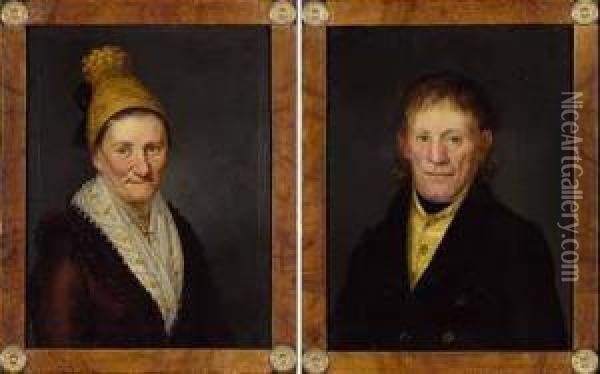 Zwei Stifterportrats. Oil Painting - Franz Wenger
