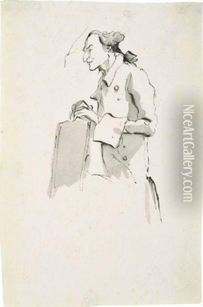 Caricature Of A Lawyer Holding A Folio Oil Painting - Giovanni Battista Tiepolo
