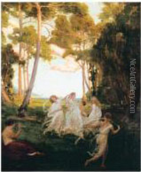 Spring Dance Oil Painting - George Percy Jacomb-Hood