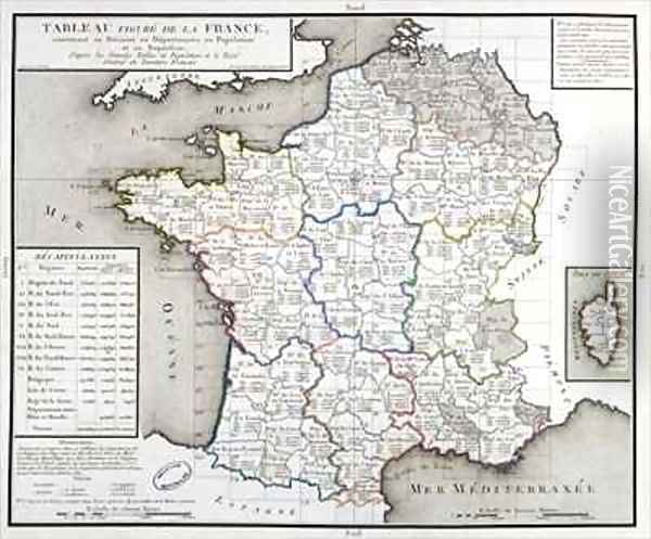Map of France depicting the departmental divisions Oil Painting - D'Houdan
