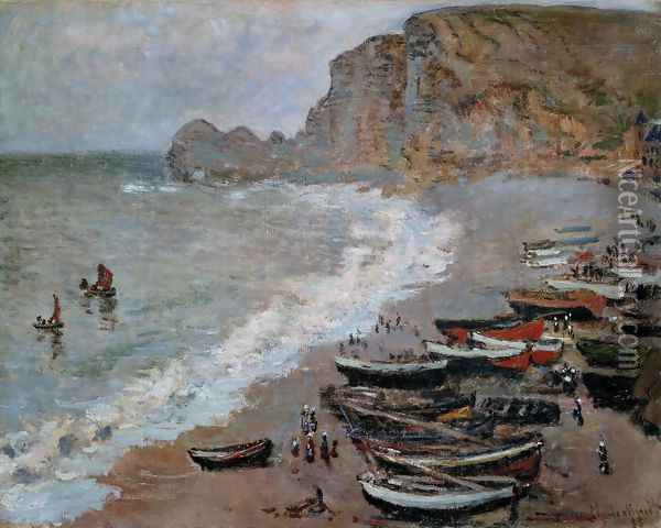 The Beach and Cliffs of Amont at Etretat 1883 Oil Painting - Claude Oscar Monet