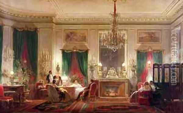 Salon of Princess Mathilde Bonaparte 1820-1904 Rue de Courcelles Paris Oil Painting - Charles Giraud