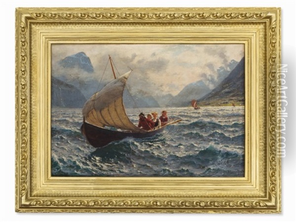 Fresh Breeze, Norway Oil Painting - Hans Dahl