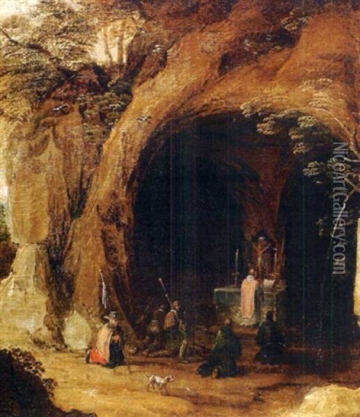 Messe Dans Une Grotte Oil Painting - Guillaume Forchondt the Elder