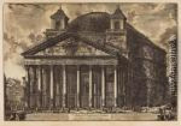Veduta Del Pantheon D'agrippa Oggi Chiesa Di S. Maria Ad Martyres Oil Painting - Giovanni Battista Piranesi