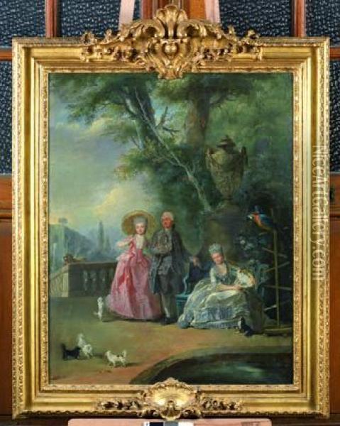 Le Duc Et La Duchesse De Choiseul A Chanteloup, Avec Madame De Gramont Oil Painting - Johann Heinrich The Elder Tischbein