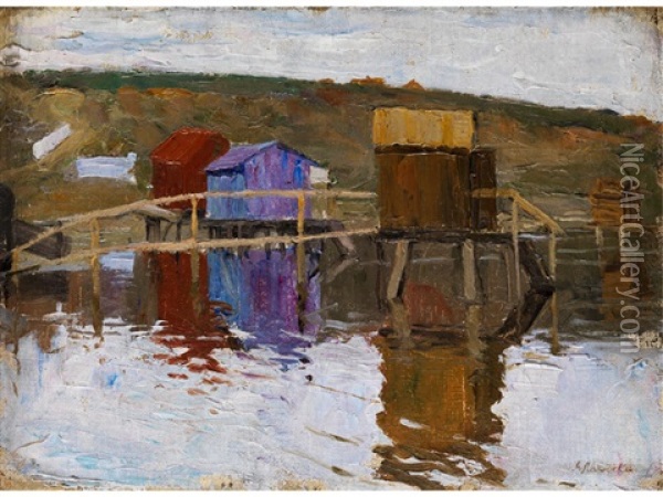 Hutte Am Ufer Oil Painting - Arnold Borisovich Lakhovsky
