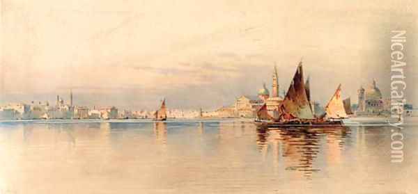 Venice, seen from the lagoon Oil Painting - Angelos Giallina