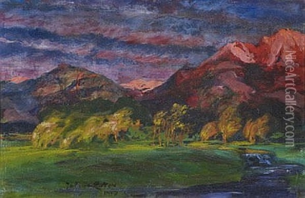 Vorgebirgslandschaft Im Abendrot Oil Painting - Julius Exter