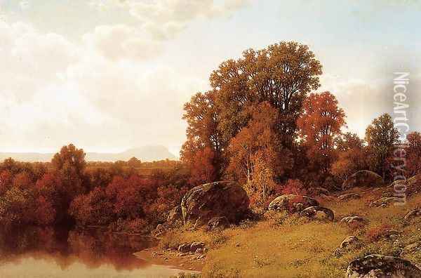 Autumn Scene on the Connecticut River Oil Painting - William Mason Brown