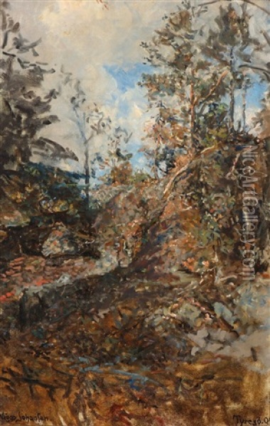 A Swedish Forest Scene Oil Painting - Viggo Johansen