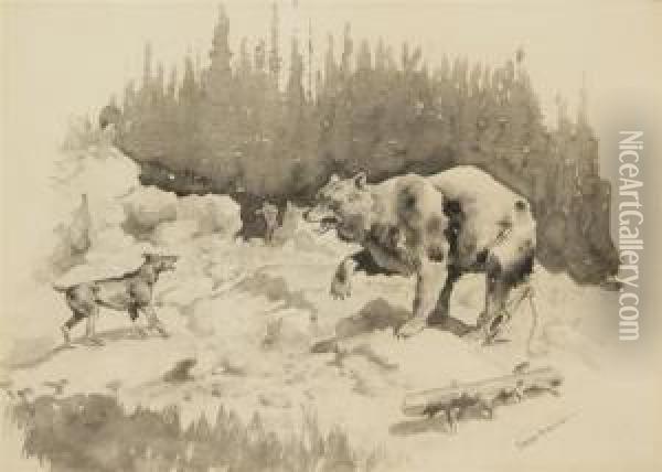 Trapped In The Wilderness Oil Painting - Frederic Remington