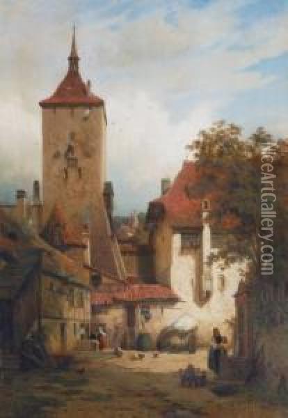 Am Brunnen Vor Dem Stadttor Oil Painting - August Schliecker