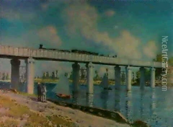 Le Pont Du Chemin De Fer A  Argenteuil Oil Painting - Claude Monet