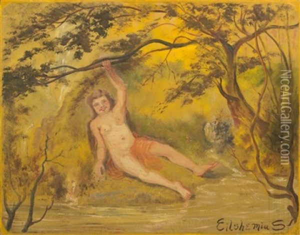 Nymph With Pink Scarf Oil Painting - Louis Michel Eilshemius