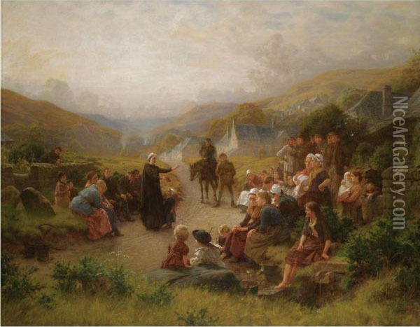 Dinah Morris Preaching In Stonyshire Oil Painting - Charles Gregory