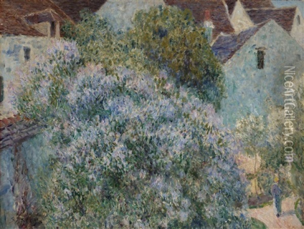 Les Lilas Dans Mon Jardin Oil Painting - Alfred Sisley
