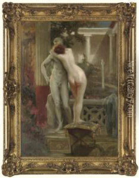 Hermes And Aphrodite Oil Painting - Jan Styka
