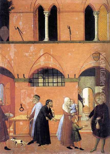 St Anthony Distributing his Wealth to the Poor 2 Oil Painting - Master of the Osservanza