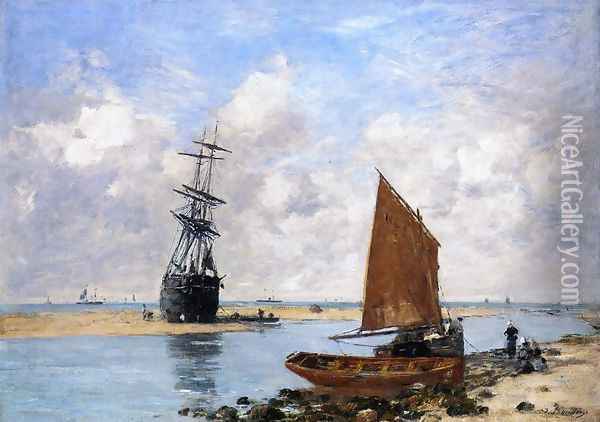 The Trouville Chanel, Low Tide Oil Painting - Eugene Boudin