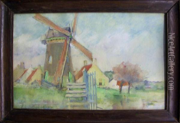 Windmolen Oil Painting - Herman Bogaerd