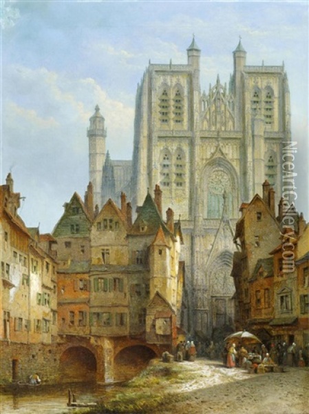 Die Kathedrale In Abbeville Oil Painting - Lewis John Wood
