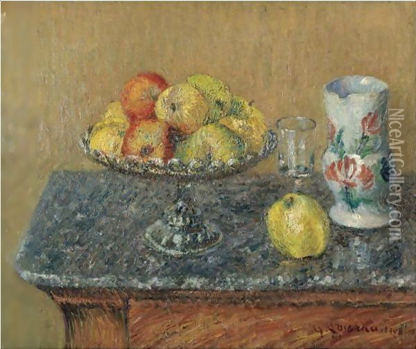 Compotier De Pommes Et Pichet Oil Painting - Gustave Loiseau