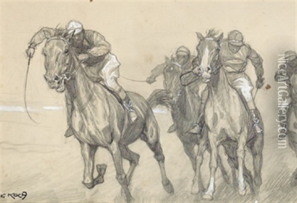 Pferderennen Oil Painting - Ludwig Koch
