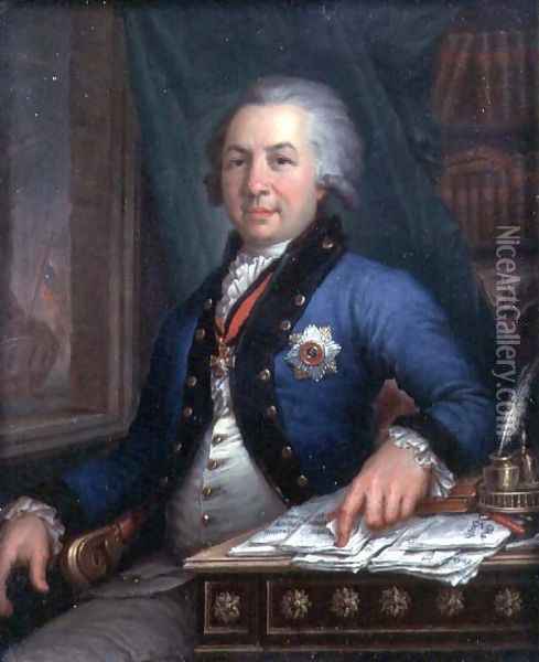 Portrait of the Russian poet Gavril Derzhavin 1795 Oil Painting - Vladimir Lukich Borovikovsky