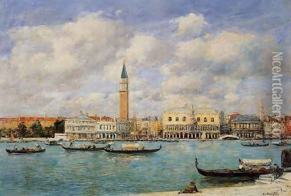 Venice, the Campanile, View of Canal San Marco from San Giorgio Oil Painting - Eugene Boudin