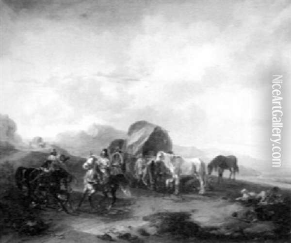 The Mountain Encampment Oil Painting - Joseph Heicke