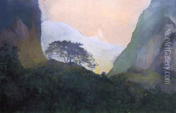 Landscape Evening Tahiti Pass And Peak Of Vaiaroa Taiarapu Oil Painting - John La Farge