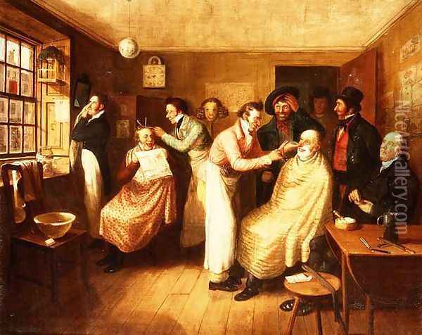 Barber's Shop Oil Painting - Alexander Carse