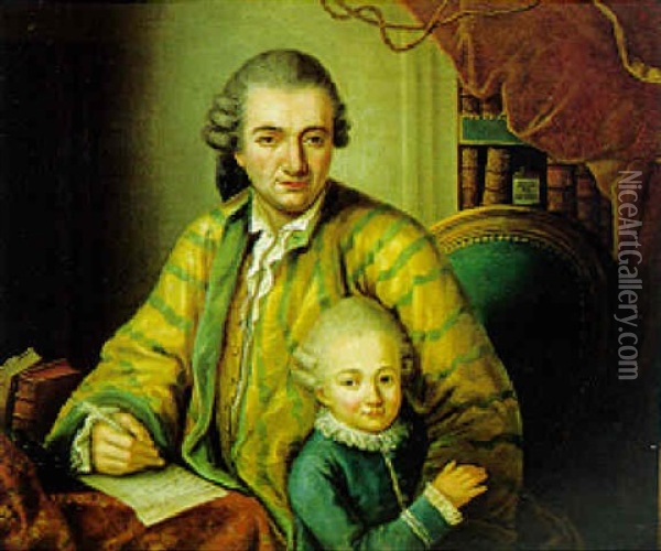 Bildnis Eines Vornehmen Herrn Mit Seinem Sohn Oil Painting - Claude Arnulphy