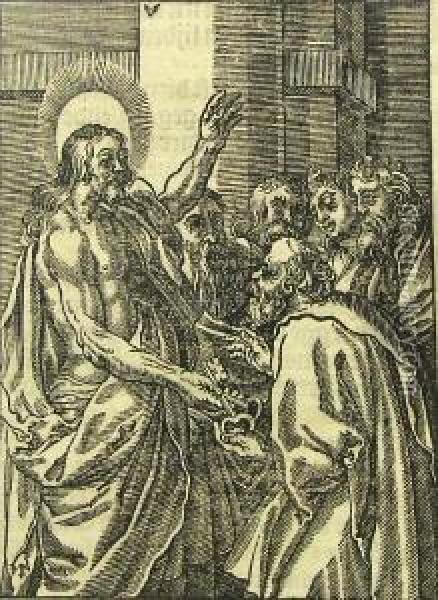 Christ Presenting The Keys To St.peter Oil Painting - Christoffel I Van Sichem