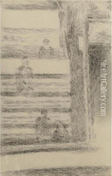 Les Gradins Oil Painting - Georges Seurat