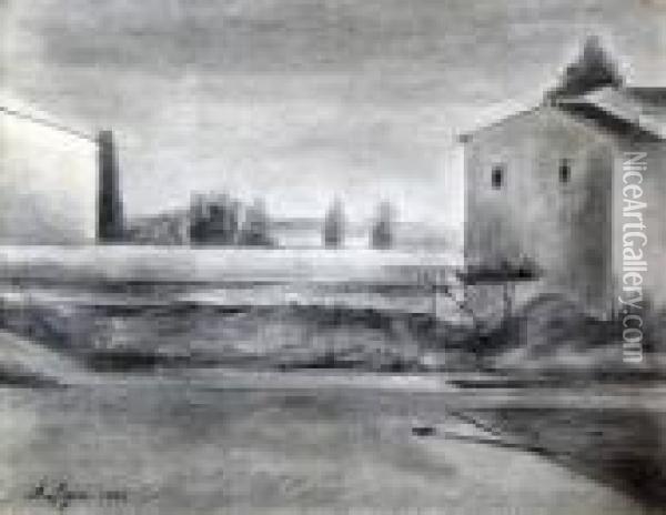 Case Solitarie 1922 Oil Painting - Achille Lega