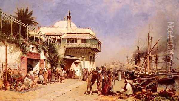 The Port Of Algiers Oil Painting - Alfred Wordsworth Thompson