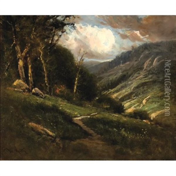Threatening Clouds Over The Foothills Oil Painting - William Keith