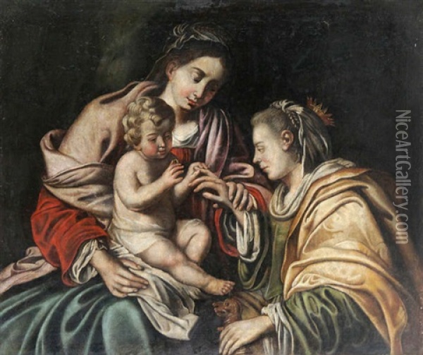 Le Mariage Mystique De Sainte Catherine Oil Painting - Gerard Seghers