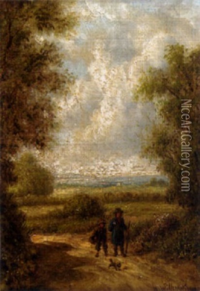 View On The Road To Church Whitfield, Near Dover Oil Painting - R. Witherspoon