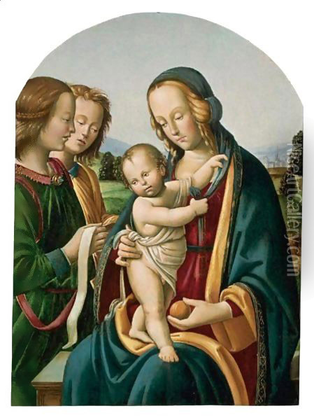 Madonna And Child With Two Angels Oil Painting - Bartolomeo Di Giovanni