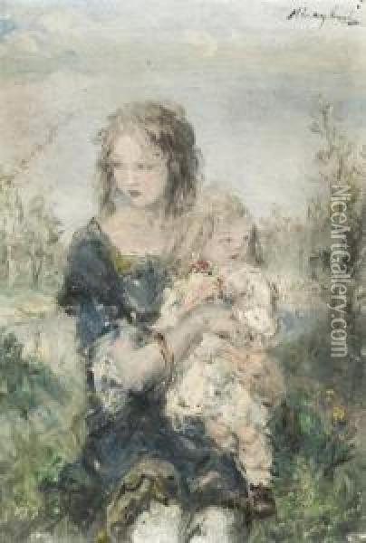 Anya Gyermekevel Oil Painting - Aurel Naray